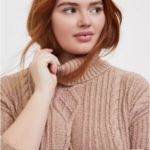 Torrid Light Brown Turtleneck Fisherman Sweater